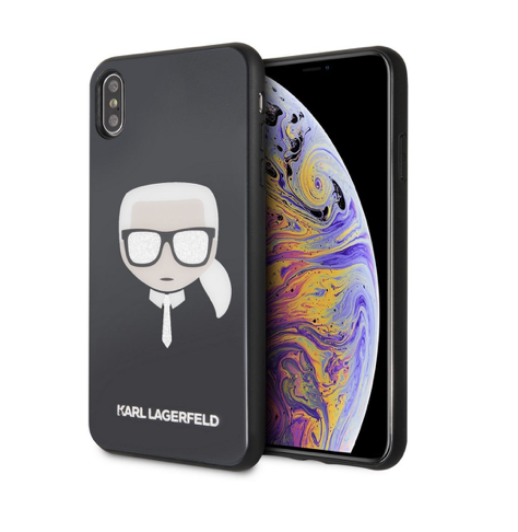 Чехол для смартфона Lagerfeld для iPhone XS Max Double Layer Karl's Head Hard Glitter Black